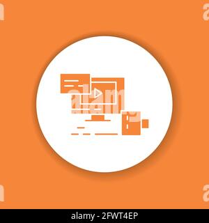 Distance learning color glyph icon. Online training courses. Pictogram for web page, mobile app. UI UX GUI design element. Editable stroke. Stock Vector