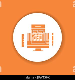 Graphic design courses color glyph icon. Learning basics design, creating images, studying computer programs. E-learning. Pictogram for web page, mobi Stock Vector