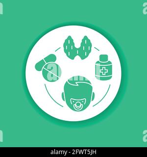 Pediatric endocrinology color glyph icon. Checking children for the normalization of hormones and thyroid glands. Pictogram for web page, mobile app, Stock Vector
