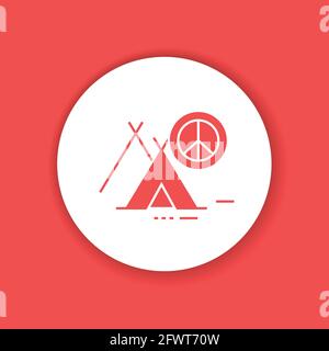 Peace camp glyph color icon. Anti war movement. Peaceful protest. Pictogram for web page, mobile app, promo. Stock Vector