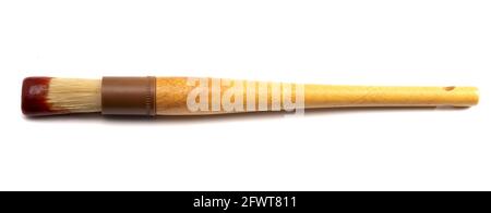 Wooden Culinary Brush Dipped in Barbecue Sauce Isolated on a White Background Stock Photo