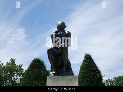 Paris, France -June 23, 2018. Rodin Museum, statue of The Thinker in the garden museum. Stock Photo