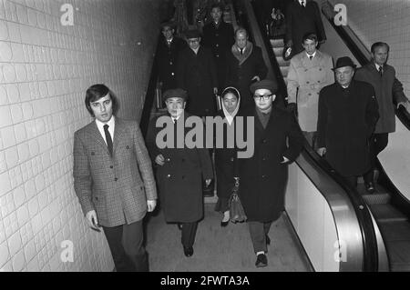 North Korean government delegation arrives at Schiphol Airport, November 30, 1971, arrivals, The Netherlands, 20th century press agency photo, news to remember, documentary, historic photography 1945-1990, visual stories, human history of the Twentieth Century, capturing moments in time Stock Photo