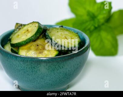 stir-fried zucchini and mint Stock Photo