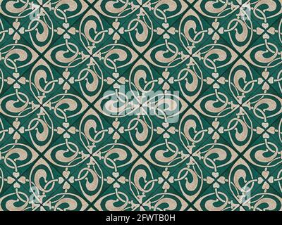 Ancient hydraulic tiles seamless pattern background Stock Photo