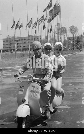 Olympic Games in Rome. Scooter as transport for the athletes Date: August  28, 1960 Location: Rome Keywords: athletes Stock Photo - Alamy