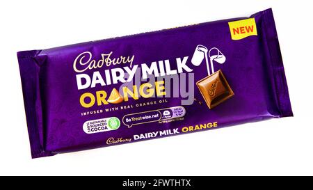 Cadbury's New Dairy Milk Orange Stock Photo