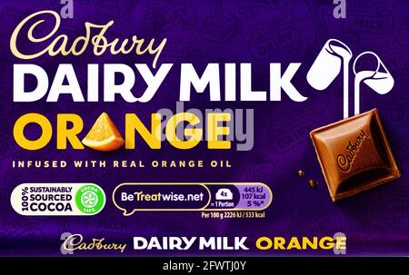 Cadbury's New Dairy Milk Orange Stock Photo