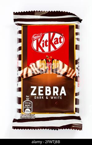 Kit Kat 4 Finger Zebra Dark & White Chocolate Bar Stock Photo