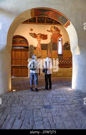Paintings inside the Romanesque church of Sant Joan de Boí (Boí Valley, Catalonia, Spain, Pyrenees) ESP: Pinturas del interior de Sant Joan de Boí Stock Photo