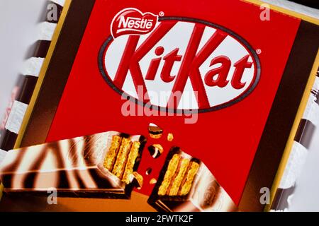 Kit Kat 4 Finger Zebra Dark & White Chocolate Bar Stock Photo