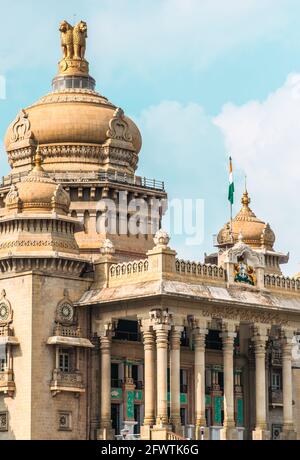 The Vidhana Soudha in Bangalore, India, is the seat of the bicameral state legislature of Karnataka. Stock Photo