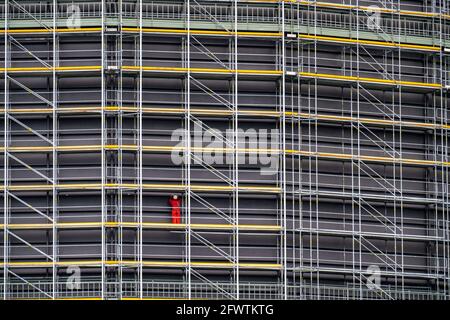 Renovation of the Oberhausen Gasometer, corrosion protection work, scaffolding, workers working on the scaffolding, Oberhausen, NRW, Germany Stock Photo