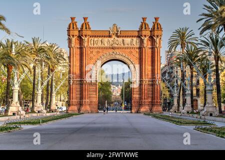 Arc de Triomf triumphal arch, Barcelona, Catalonia, Spain Stock Photo