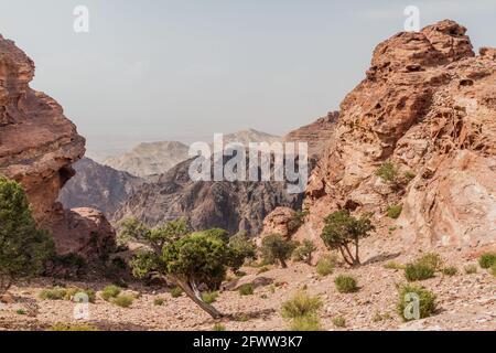 Landscape around the ancient city Petra, Jordan Stock Photo