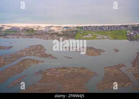 Aerial view over Nassau County on Long Island New York Stock Photo