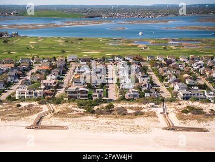 Aerial view over Nassau County on Long Island New York Stock Photo