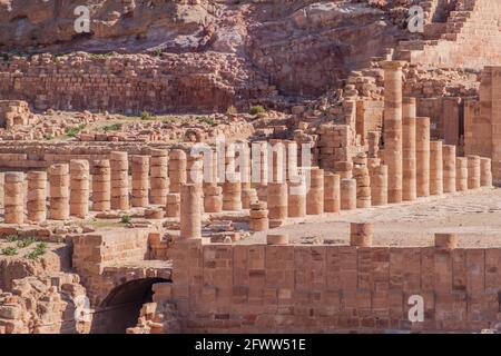 Ruins of the Great Temple in the ancient city Petra, Jordan Stock Photo