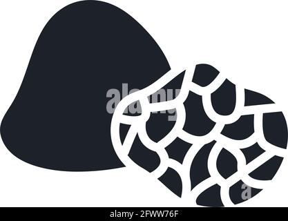 Black truffle silhouette. Black isolated silhouettes. Fill solid icon. Modern glyph design. Vector illustration. Mushrooms. Food ingredients. Stock Vector