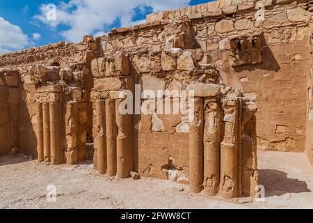 QASR KHARANA, JORDAN - APRIL 3, 2017: Ruins of Qasr Kharana sometimes Harrana, al-Kharanah, Kharaneh or Hraneh , desert castle in eastern Jordan Stock Photo