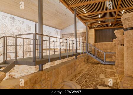 MOUNT NEBO, JORDAN - MARCH 21, 2017: Interior of the Moses Memorial church at the Mount Nebo mountain. Stock Photo