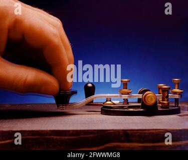 Telegraph Key and Operator's Hand Stock Photo