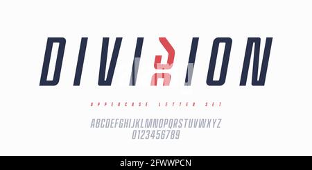 Vector narrow italic sans serif font, uppercase letter set, alphabet, typography Stock Vector