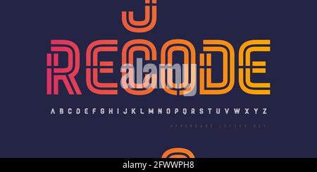 Vector inline stencil uppercase letter set, alphabet, font, typography Stock Vector