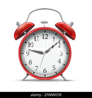 3D realistic red home alarm clock for concept design Stock Vector