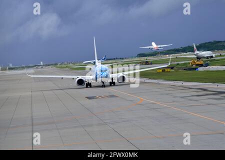 Japan Transocean Airline, JTA, Boeing,B-737/800, JA05RK, Blue Whale Shark, Taxiing, Naha Airport, Naha, Okinawa, Ryukyu Islands, Japan