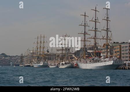 tall ships Istanbul port visit during Tall ship regatta Stock Photo