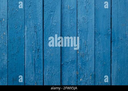 Wooden background from old painted boards in blue color Stock Photo