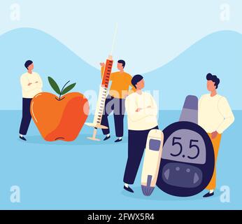 diabetics glucometer syringe Stock Vector