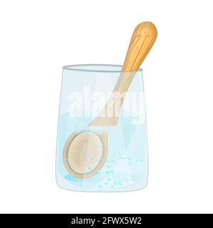 Refraction of light. Water causes light to deflect. Glass with water and spoon. Optic lens effect and change of angle. Physics experiment. Vector Stock Vector