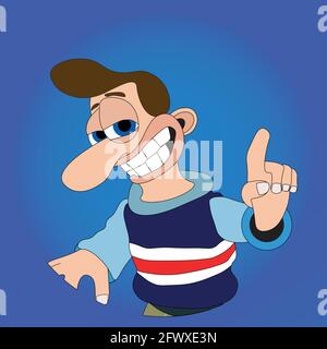 Man with a cheeky smile and big nose cartoon profile avatar - flat design Stock Vector