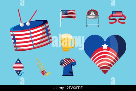4th july set template Stock Vector