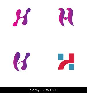 Letter H logo set icon vector design template Stock Vector