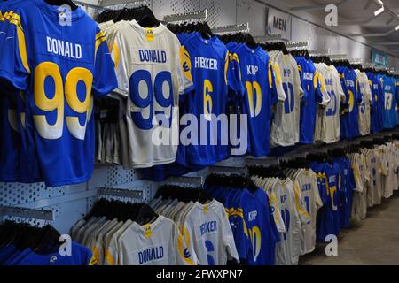 A general view of the Los Angeles Rams and Los Angeles Chargers Equipment  Room team store at SoFi Stadium, Monday, May 24, 2021, in Inglewood, Calif  Stock Photo - Alamy