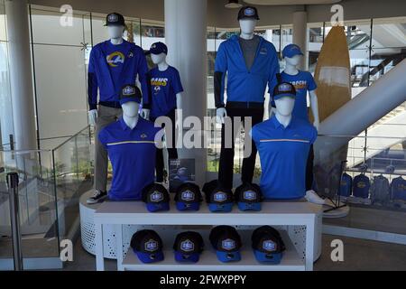 Inglewood, California, May 24, 2021, A general view of the Los Angeles Rams  and Los Angeles Chargers Equipment Room team store at SoFi Stadium, Monday,  May 24, 2021, in Inglewood, Calif. The