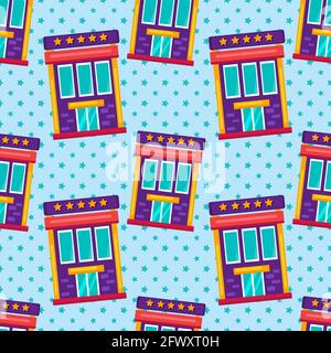 hotel building seamless pattern vector illustration Stock Vector