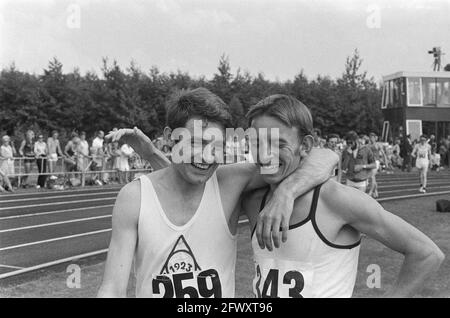 Athletics championships Drachten, no. 7, 8 left Bram Wassenaar , right Haico Scharn , head, 4 July 1971, athletics, The Netherlands, 20th century pres Stock Photo