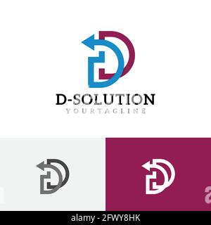 D Letter Arrow Business Solution Simple Line Logo. Stock Vector