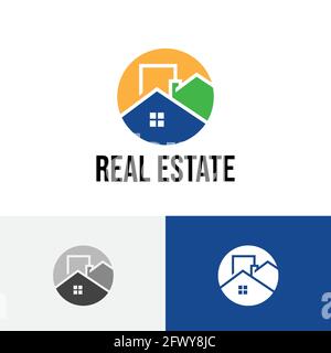 Circle House Building Solution Real Estate Realty Logo. Stock Vector