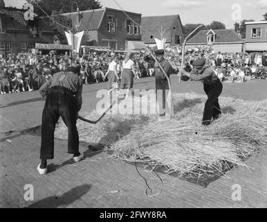 Raalte. Stoppelhaene festival. Harvest festival, threshing farmers at market, August 25, 1955, Harvest festivals, stoppelhaene festivities, The Nether Stock Photo