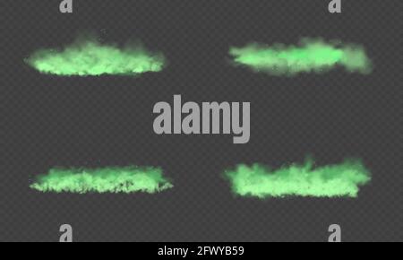 Green dust. Abstract blurry smoke with green particles. Smoke or dust isolated on transparent background. Abstract mystical gas. Vector illustration. Stock Vector