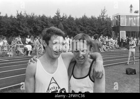 Drachten athletics championships, no. 7, 8 left Bram Wassenaar , right Haico Scharn , head, 4 July 1971, athletics, The Netherlands, 20th century pres Stock Photo