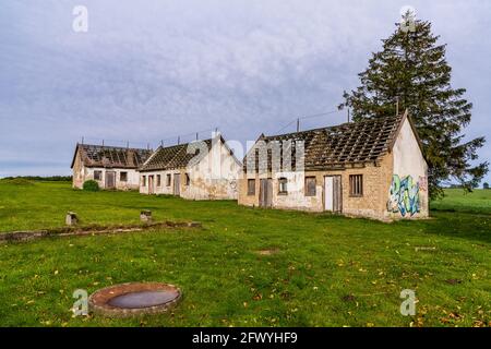 Grabow, Mecklenburg-Western Pomerania, Germany - October 04, 2020: Ruins of a holiday village of the former German Democratic Republic Stock Photo