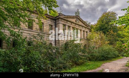 Sassnitz, Mecklenburg-Western Pomerania, Germany - October 02, 2020: Remains of the ruined Castle Dwasieden Stock Photo