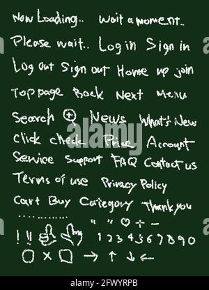 Vector illustration of characters drawn with chalk (words often used on websites) Stock Vector