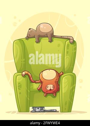 Cats Sleeping on the Sofa Stock Vector